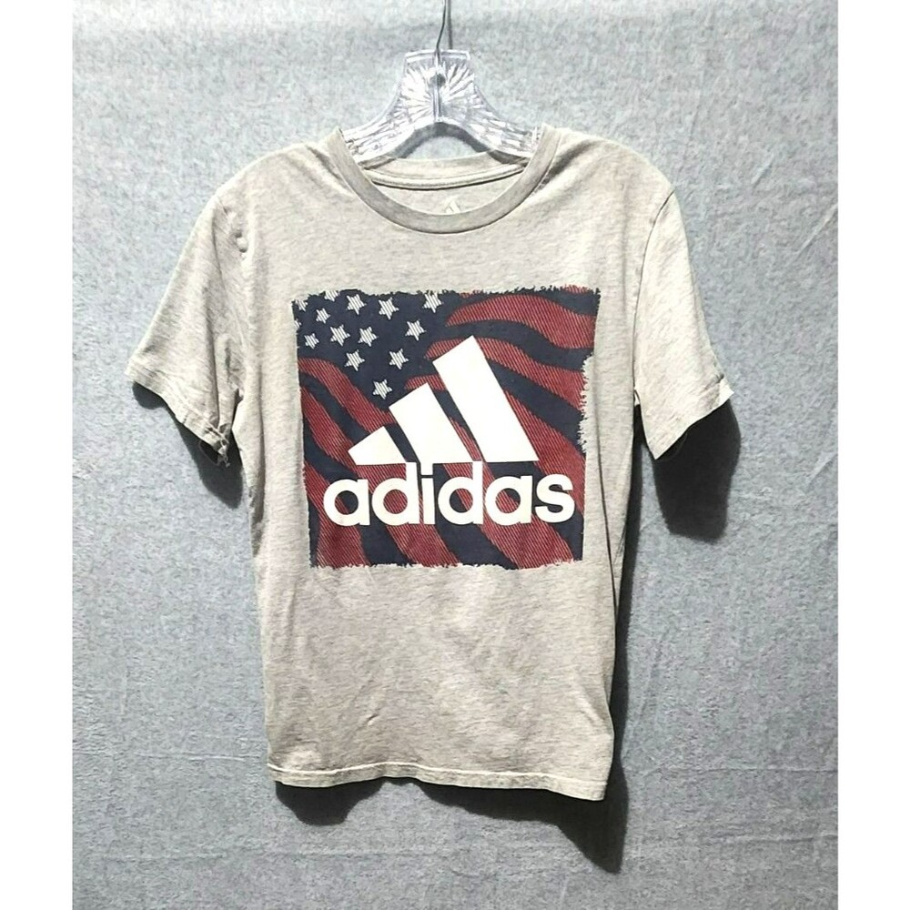 Adidas Youth Climalite Graphic Tee Shirt, Size  Large(14-1 6) color gray
